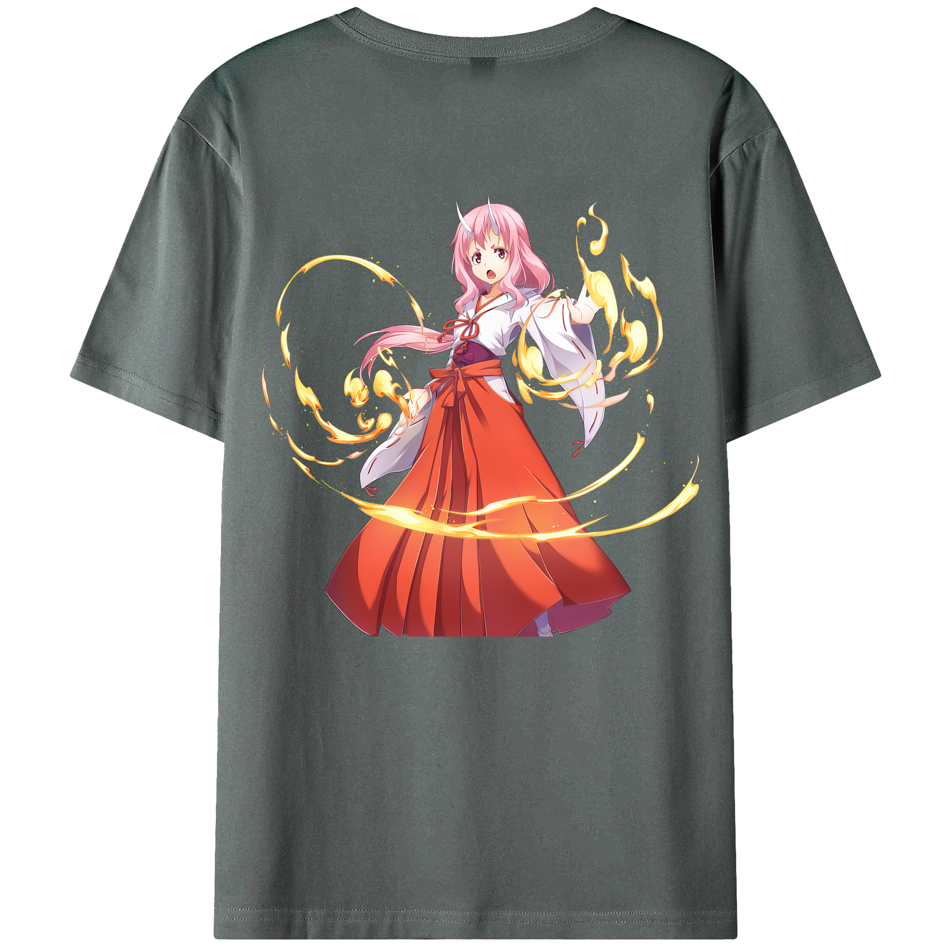 （画像用） 転スラ Regarding Reincarnated to Slime 綿100％ メンズ半袖Tシャツ（バックプリント） 通気性